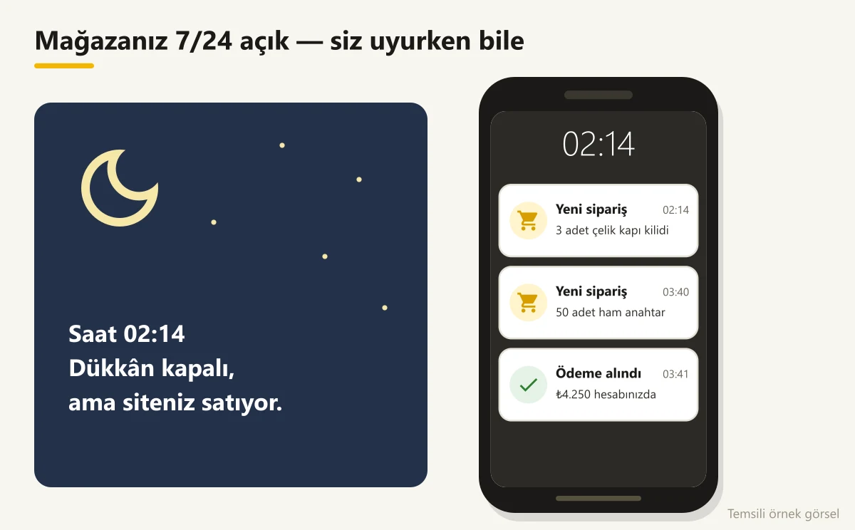 Gece saatlerinde telefona gelen yeni sipariş ve ödeme bildirimleri