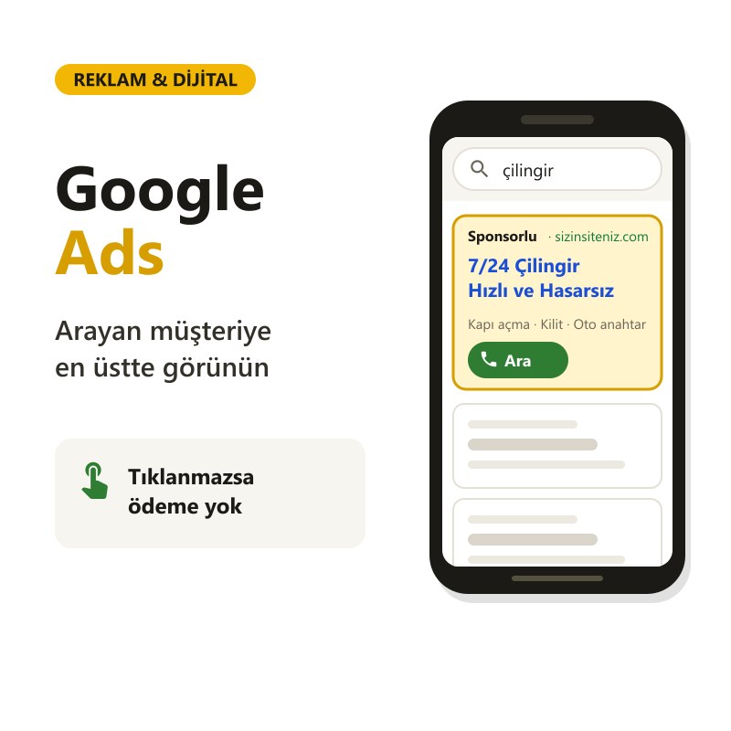 Google Ads Reklamı — Arayan Müşteriye Görünün